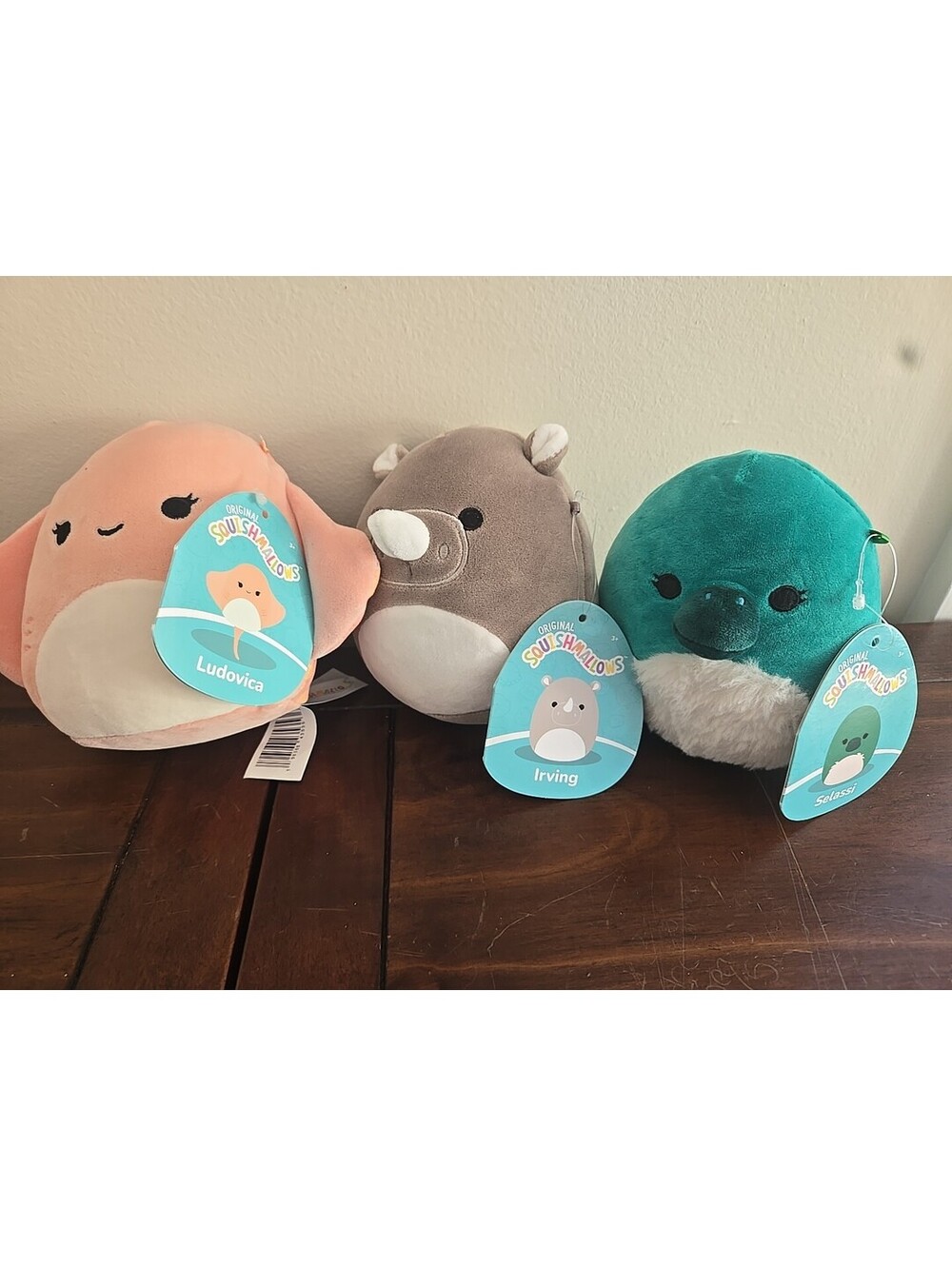Squishmallows 5" Lot 3 Ludovica Irving Selassi Stingray Rhino Bird